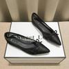 2025 New Pointed Mesh Flat Shoes To Work Breathable Bow Sandals Hollow Soft Sole Shallow Mouth Outer Wear Single Shoes