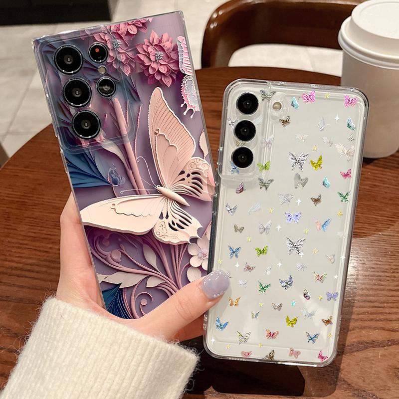 Colorful Butterfly Case For Samsung Galaxy S26 S25 S24 Ultra S23 S25 FE A57 A17 A37 A16 A56 A55 A15 A35 A36 Soft TPU Phone Cover