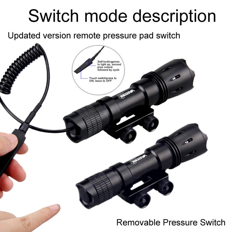 VA5006 Свет для охотничьего оружия 1200 лм Тактический фонарик для страйкбола на рейке + переключатель + 18650 + зарядное устройство