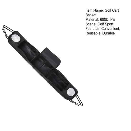 Передняя внутренняя корзина для гольф-кара Складная передняя корзина для хранения вещей для гольф-кара с изолированными подстаканниками Органайзер для приборной панели без сверления