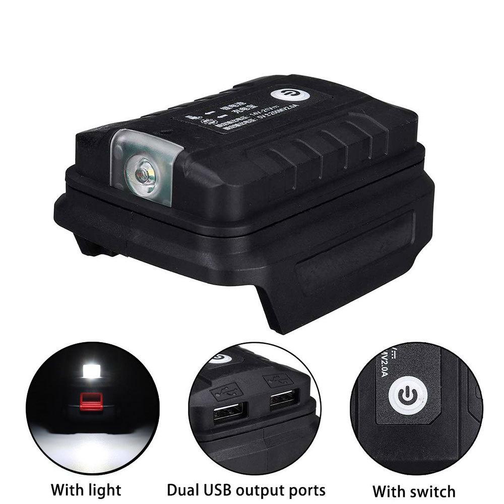 Dual USB Converter Adapter LED Working Light For Makita 18V Li-on Battery