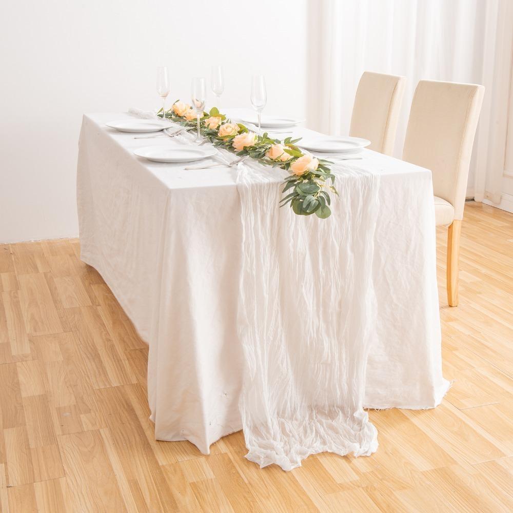 90x400cm Cheesecloth Table Runner Polyester Fiber Fabric Table Runner Wedding Decor