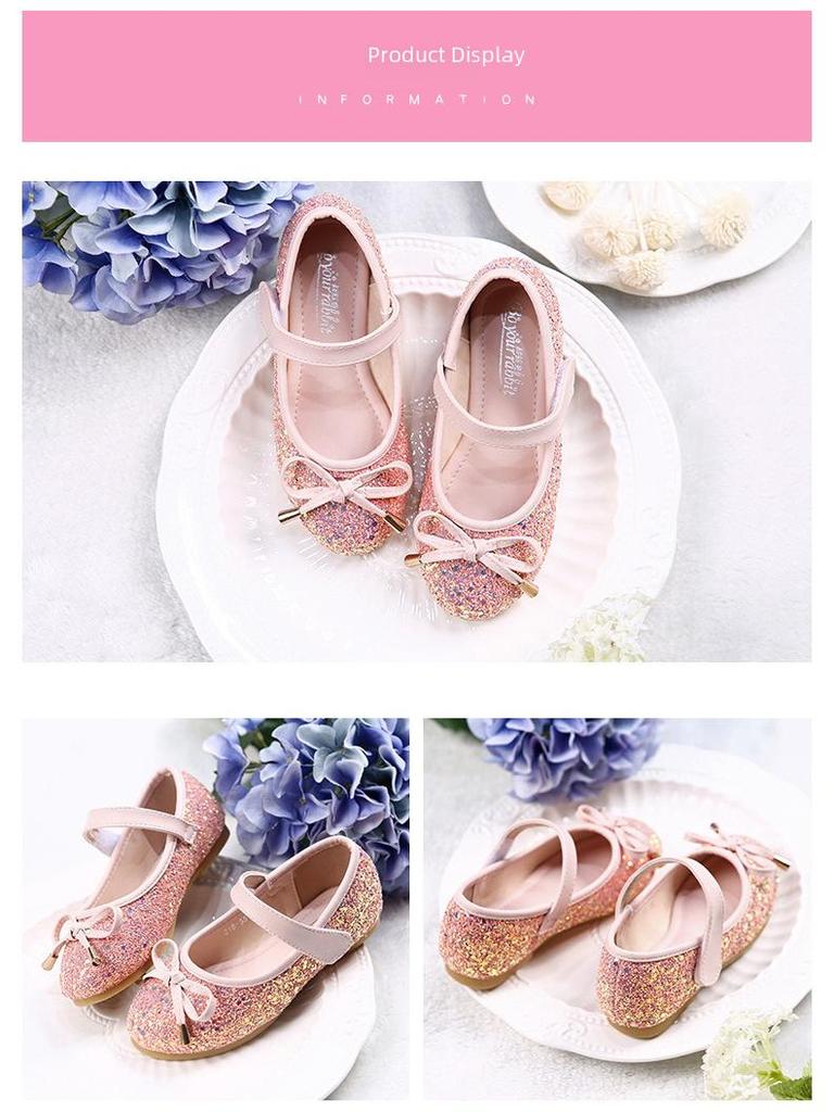 2024 Новые кожаные туфли принцессы Эльзы для маленьких девочек