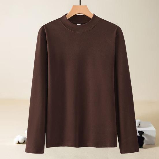 Thermal Shirt Men Women Long Sleeve Round Neck Thickened T-shirt Warm Casual Tee Pullover for Autumn Winter Outdoors Daily Wear