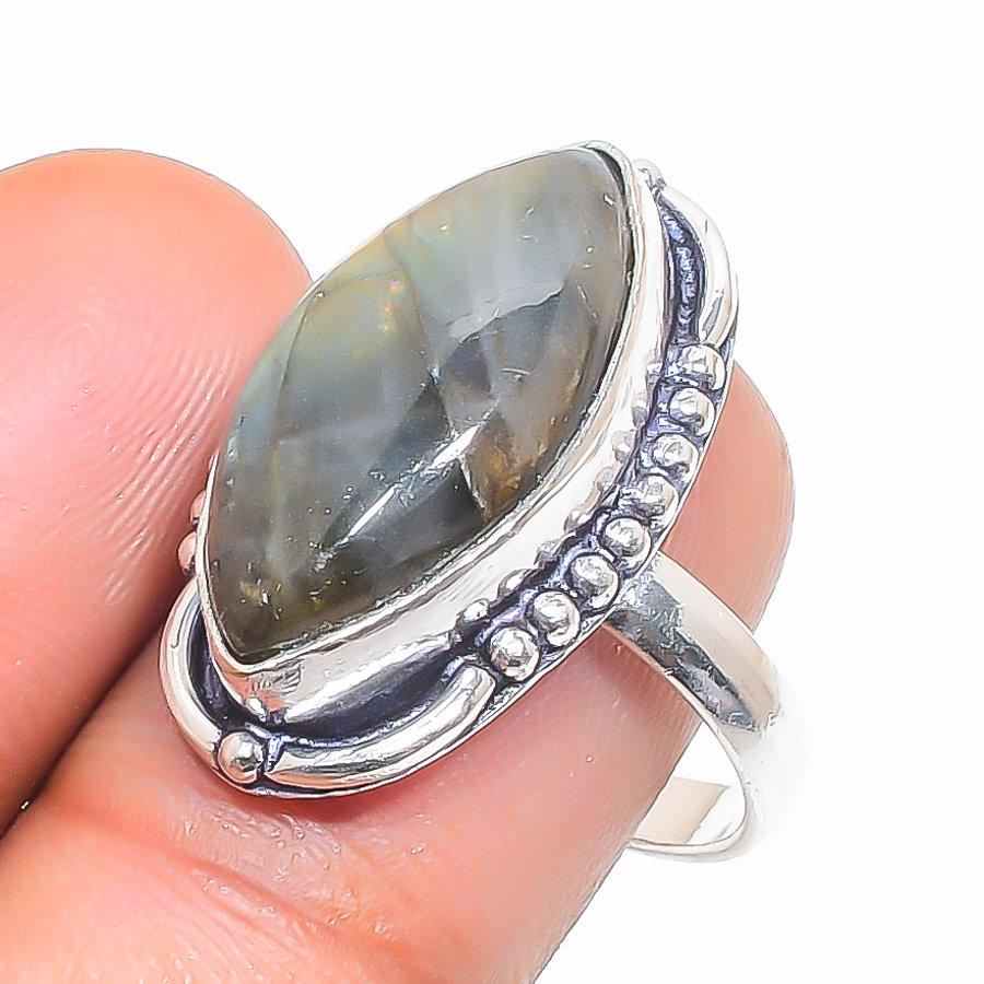 Labradorite Handmade 925 Sterling Silver Jewelry Ring Size 7 k9B78