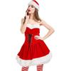 Christmas Party Dress Women Red Bustier Mini Skirt Festive Costume Events Stage Performances