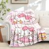 For Kitty, Cute, PinkAnime-Themed Flannel Blanket, Glam Style, Digital Print, All-Season Comfort, Tear-Resistant, Knitted Craftsmanship, Pol