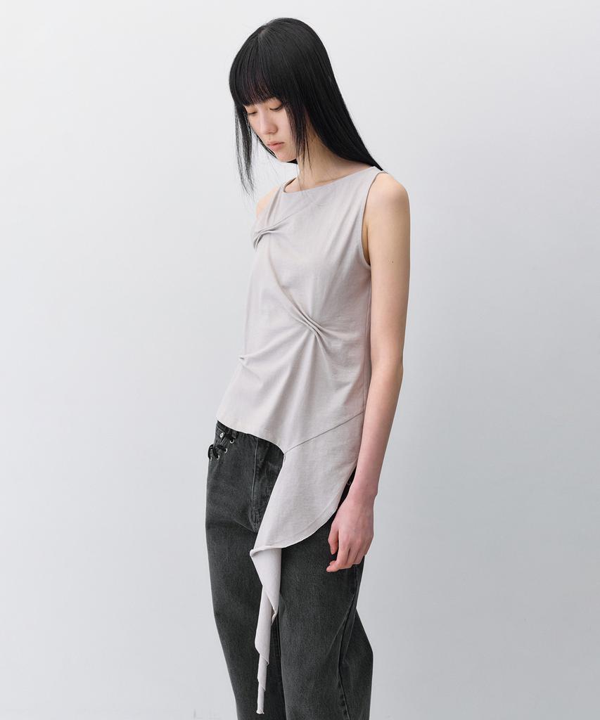 INSILENCE WOMEN Pintuck Drape Sleeveless Ash Grey