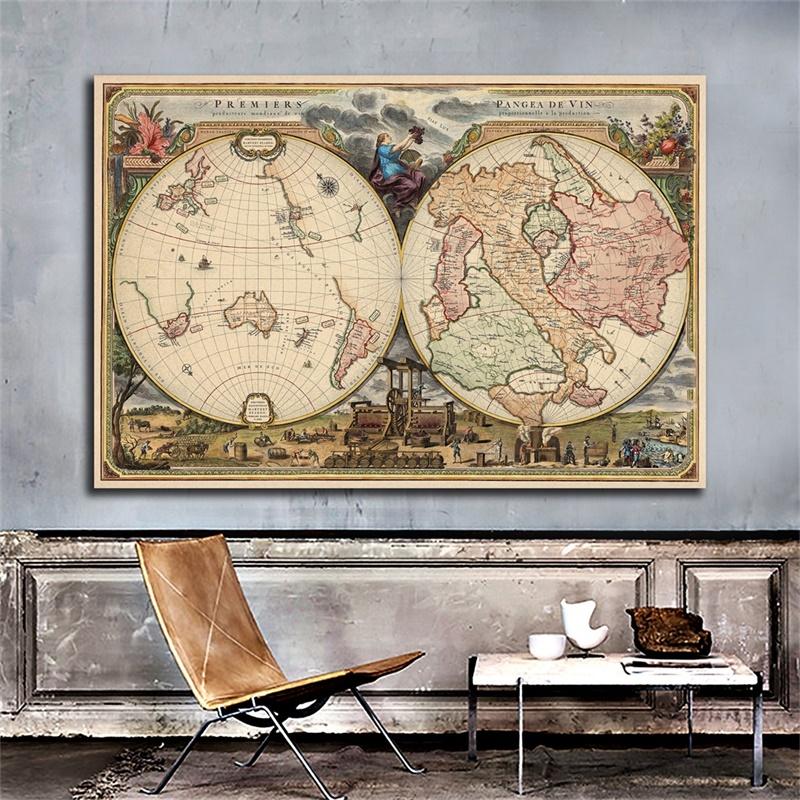 Нетканый/холст Ретро Карта Тема Серии Фон Ткань Настенный Художественный Плакат Декор Без Рамки