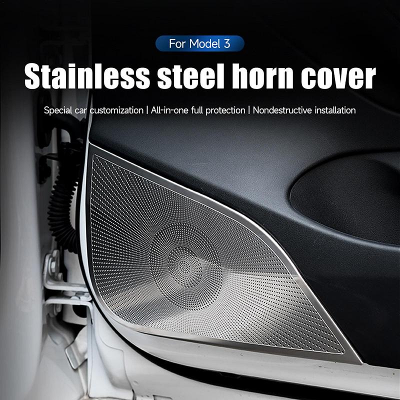 Для Tesla Model 3 Крышка динамика из нержавеющей стали Передняя колонка Крышка рогового кожуха Крышка динамика для Model 3 Звуковая декоративная накладка