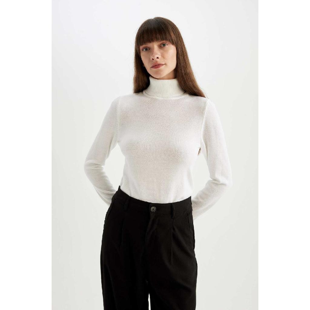 Regular Fit Soft Textured Turtleneck Basic Plain Knitwear Sweater H1651az24wn