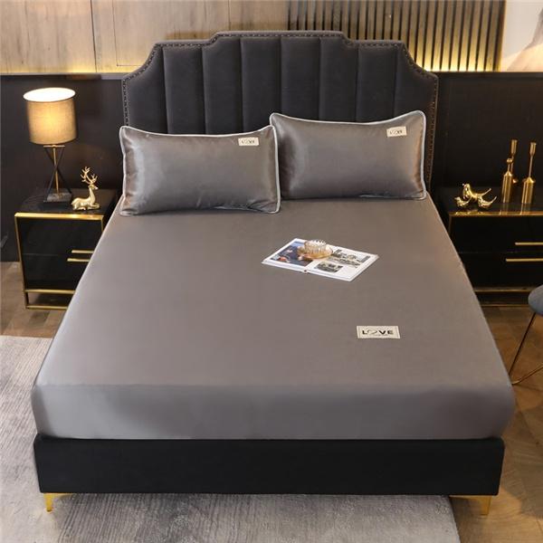 3 шт. шелковое постельное белье Роскошное детское двойное постельное белье размера «queen-size» комплект атласных простыней наволочки постельное белье плоские простыни