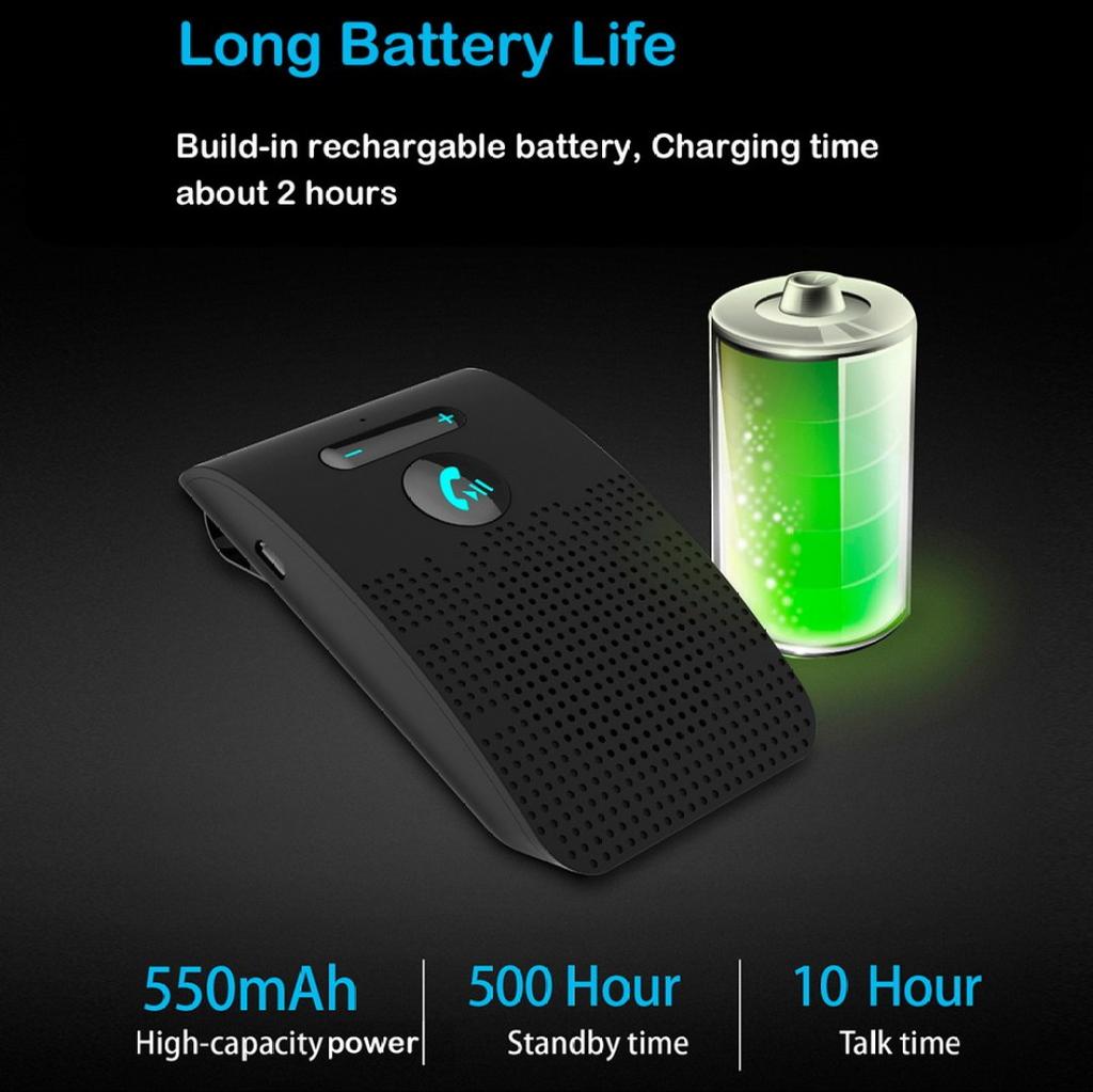 Автомобильный комплект Bluetooth 5,0 с громкой связью, HIFI-динамик, 2 Вт, беспроводной аудиоресивер, MP3-плеер, музыкальный плеер, зажим для солнцезащитного козырька с шумоподавлением