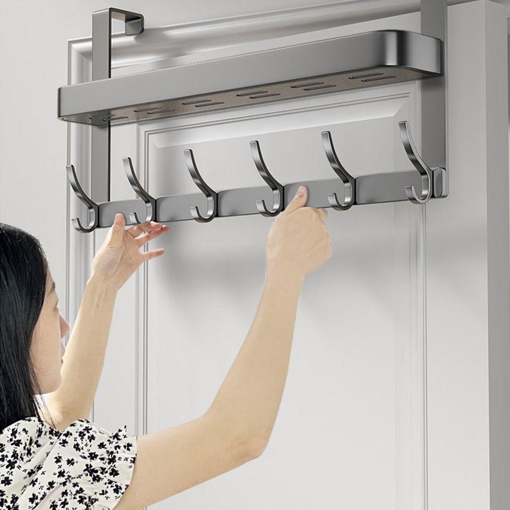 Metal Door Behind Hook 5 Hooks Coat Hat Towel Hanger Household Organizer Accessories