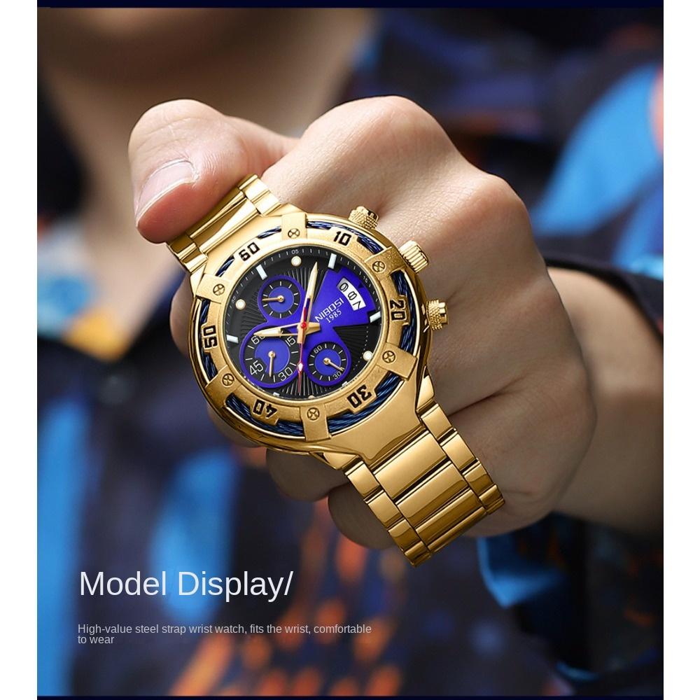 NIBOSI Новые многофункциональные мужские часы Модные деловые кварцевые часы