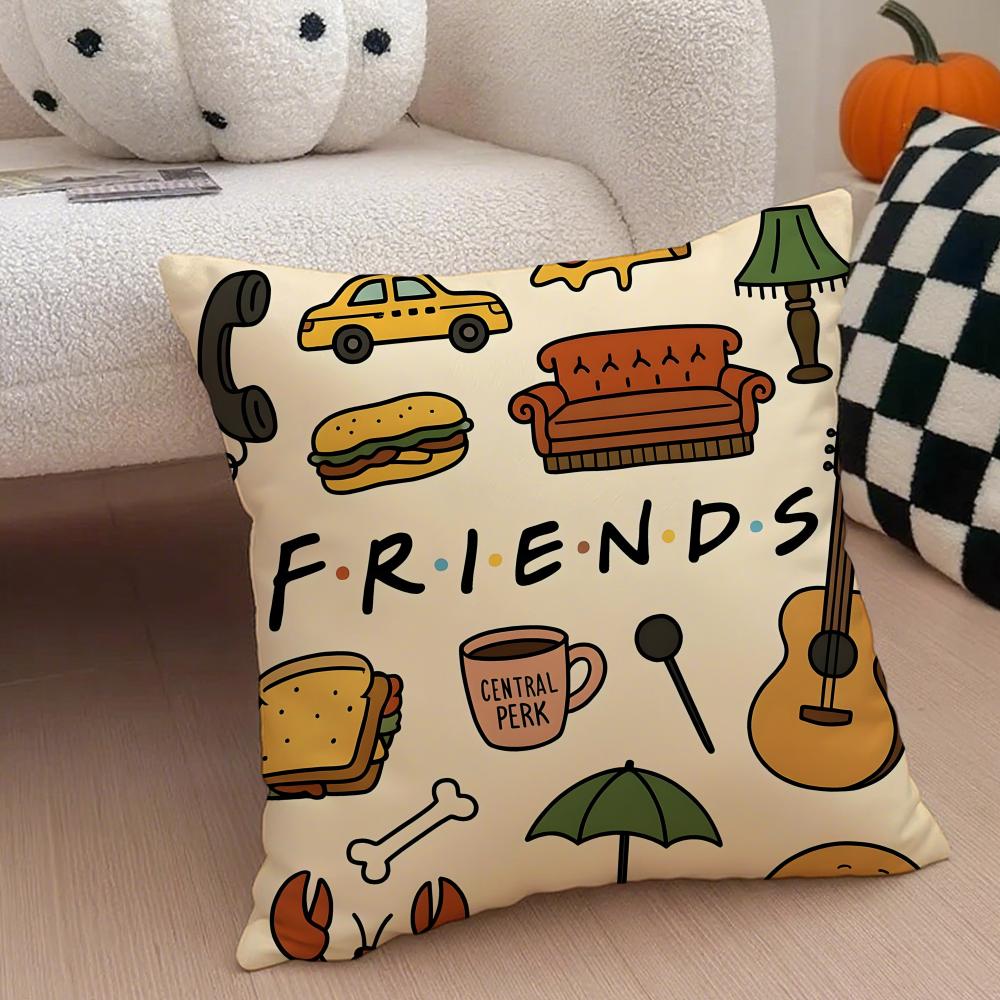 Nostalgic pop fashion FFriends TV Cushion Cover Throw Pillow Cover Hidden Button Durable Polyester Chair Cushion