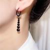 Elegant Tassel Earrings with Synthetic Black Gem Drops Valentine's Day Gift Versatile for All Seasons Ideal for Daily Hypoallergenic Ear Needle