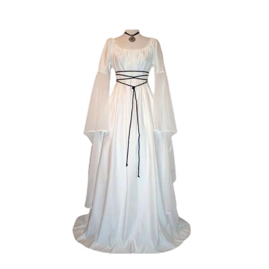 Halloween Renaissance Witch Dress for Women Gothic Victorian Dress Long Bell Sleeve Medieval Costume for Halloween Cosplay Party