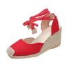 Fashion 2024 Summer New Large-size Wedge Sandals for Women Thick-soled Toe Wrap Heel Ring Strap Cloth Hemp Rope Sandals Women's Shoes
