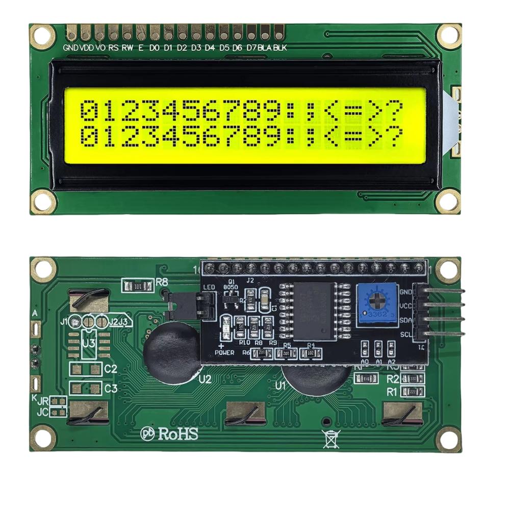 5V Operation IIC LCD Display Yellow Green Screen PCF8574 Interface I2C Adapter Electronic Projects