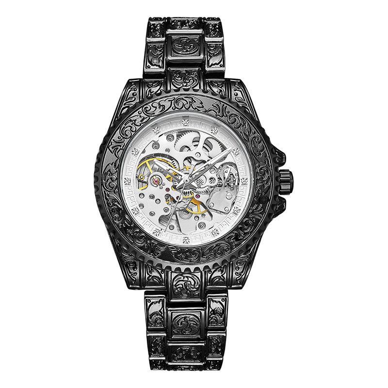 GUCAMEL новый стиль мужские модные полые ретро резные механические часы