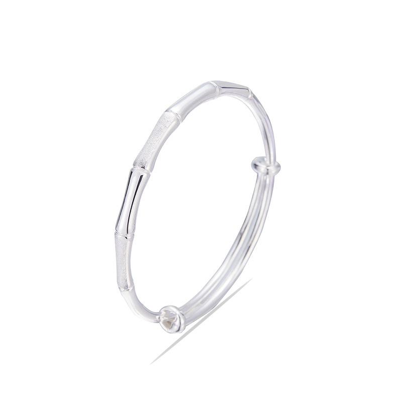 Bamboo Pure Silver Bracelet for Women S999 Full Silver 2023 New Solid Push Pull Youth Silver Bracelet Fashion Bracelet