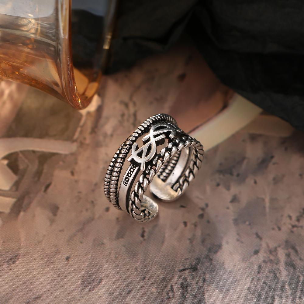Letter Punk Style Retro Ring Open Ring Party Concert Fashion Jewelry Gift