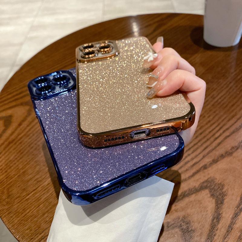 Роскошный квадратный блестящий силиконовый чехол с покрытием для iPhone 16 15 14 13 12 11 Pro Max X XR XS 7 8 Plus SE 2 2022 Мягкий чехол с пайетками Fashion SE 2020