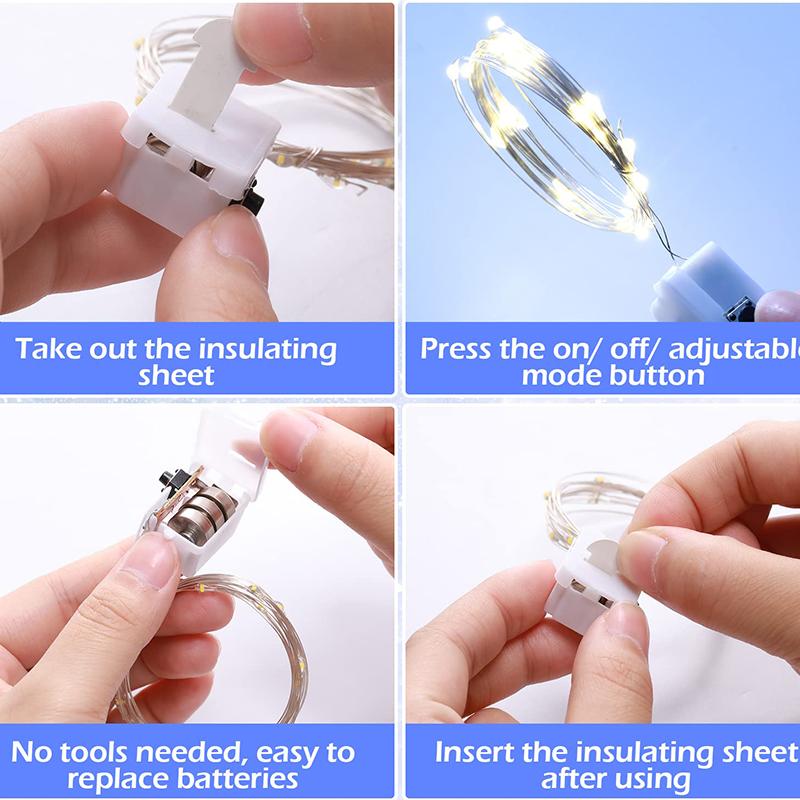 10 шт. Светодиодные гирлянды Атмосфера Маленький цветной свет Работающие от батареек Гирлянды для Рождества Улица Комната Фестивальный декор