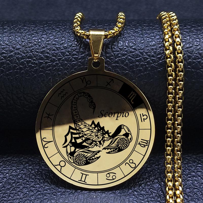 12 зодиакального созвездия Овен Рыбы Лев Весы Скорпион Козерог Кулон Ожерелье из нержавеющей стали Дамы Мужчины Серебряная цепочка Ожерелье Ювелирные изделия