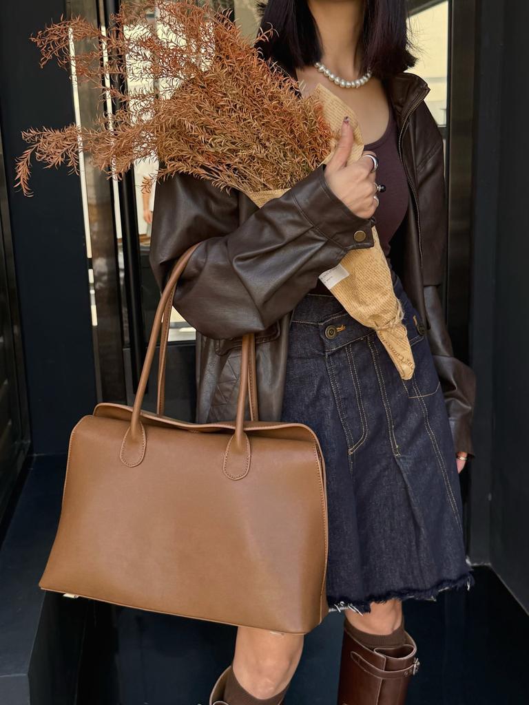 Новая сумка-тоут из кожи, женская мода, ретро-портфель, кожаная сумка подмышкой, большая вместимость, сумка на плечо для поездок на работу