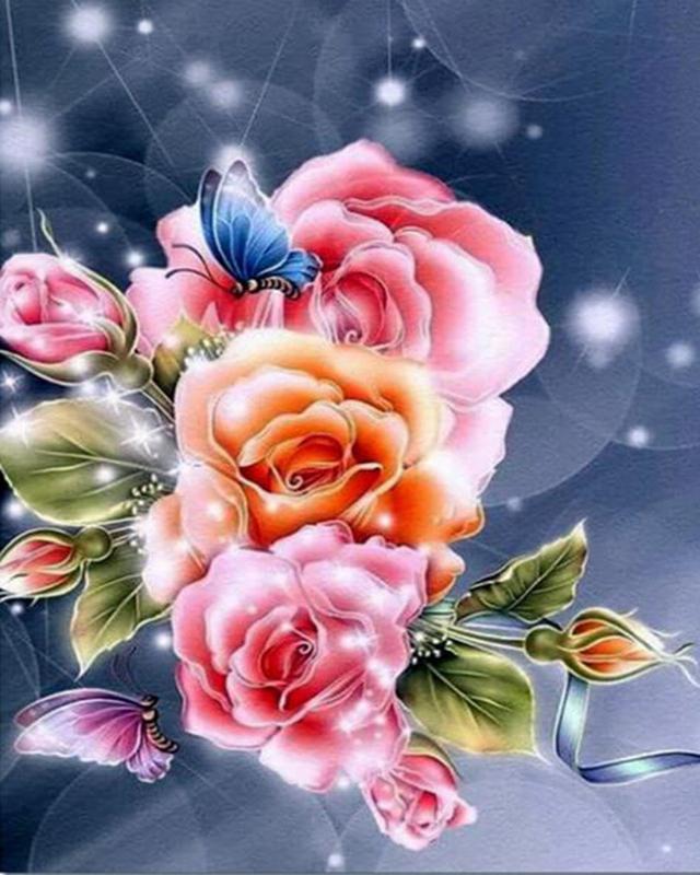 5D DIY Алмазная картина Полный дрель Круглый цветок Алмазная вышивка Полный набор Вышивка крестом Стразы Мозаика Домашний декор