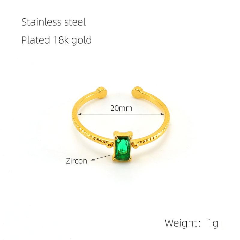 New Fashion Stainless Steel Zircon Ring Temperament Light Luxury Jewelry Titanium Steel 18k Opening Adjustable Ring
