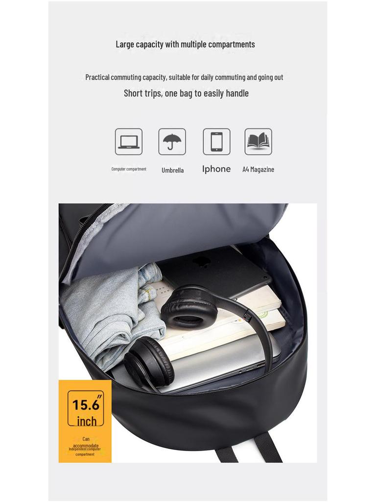 High-End Fashion Unisex Waterproof Backpack: Wear-Resistant, Ideal for Travel and Commuting with a Dedicated Laptop Compartment