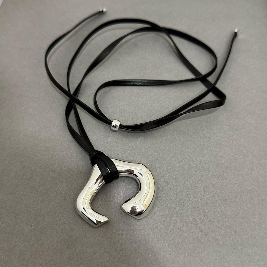 Новое корейское ожерелье из коричневого кожаного шнура с серебряной подвеской в виде абстрактного человеческого тела - Роскошная цепочка на ключицу