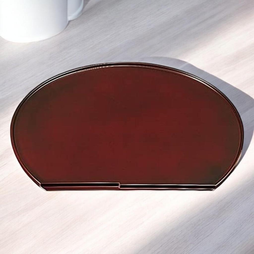Teak Lacquerware 15cm Made In Japan J-kitchens Tray, 45cm, Half-Moon Shape, Diameter,