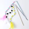 Кошачья палочка с разноцветными перьями и плюшевыми шариками, устойчивая к укусам, длинная палочка, удобная для захвата, развлекательная