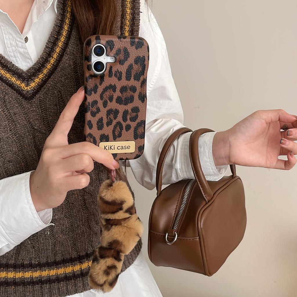 Luxury Leopard Pattern Animal Pu Leather Couple Soft Case For Iphone 16 15 14 11 12 13 Pro Max Iphone Cover With Lanyard