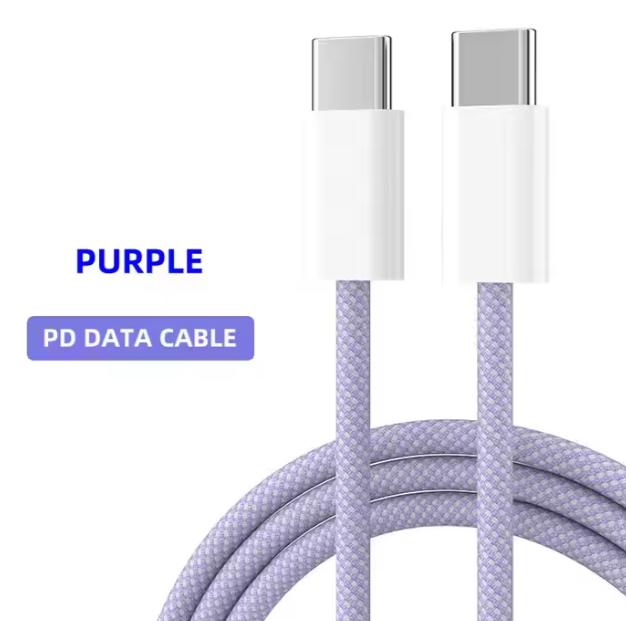 Hot Selling 1M 2M PD Quick Charging Type C Cable 60W Fast Data Transfer with Nylon Jacket for Mobile Phone