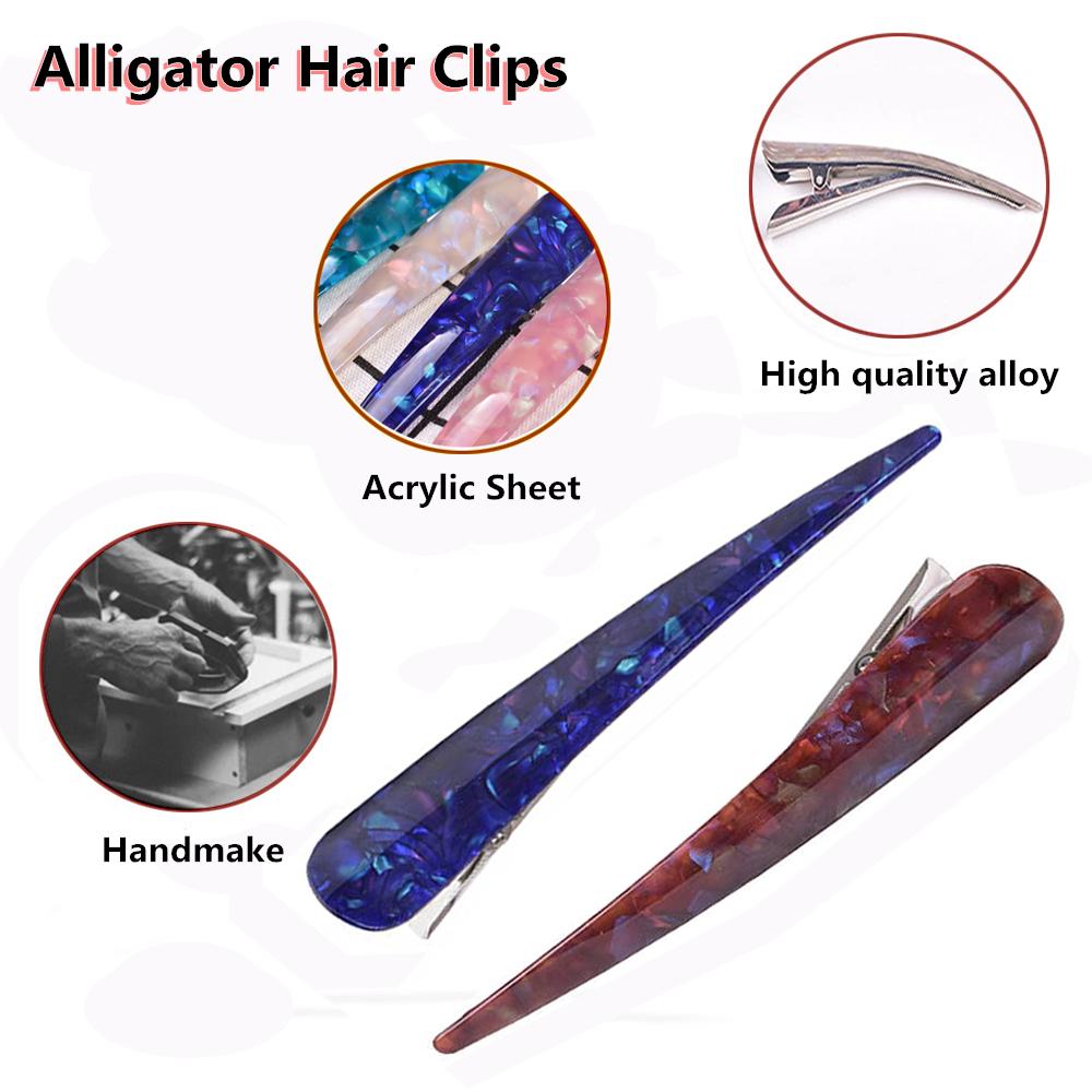 Women Barrette Long Stick Metal Hairgrips Non-Slip Large Alligator Hair Clips Acetic Acid Hairpin