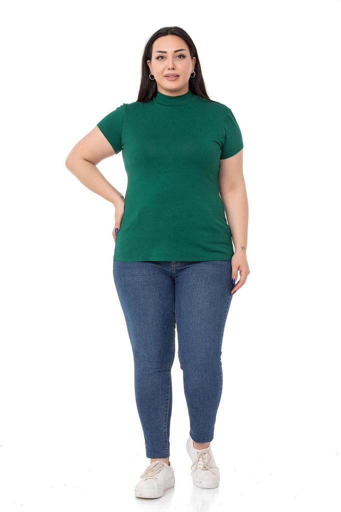 Женский стиль, боди большого размера, боди больших размеров, полуводолазка с коротким рукавом, вискозное боди изумрудного цвета