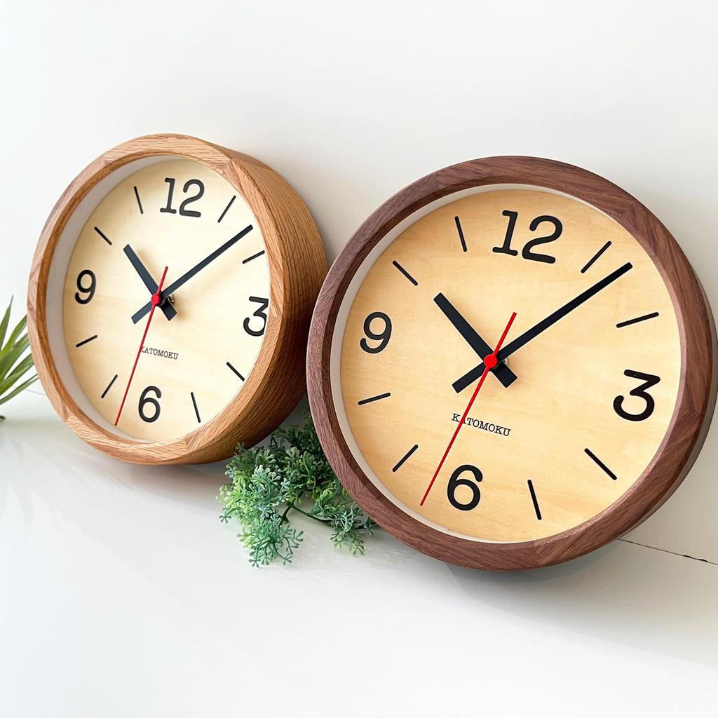 KATOMOKU Muku Clock 20 Walnut Wall Clock with Continuous Second Hand km-136WA 220mm (Quartz Clock)
