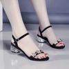 Fashion With Medium Heels Rhinestones Ladies Shoes Sales Wholesale Asian Size Chic and Elegant Vip Summer 2025 Offers Women's Sandals