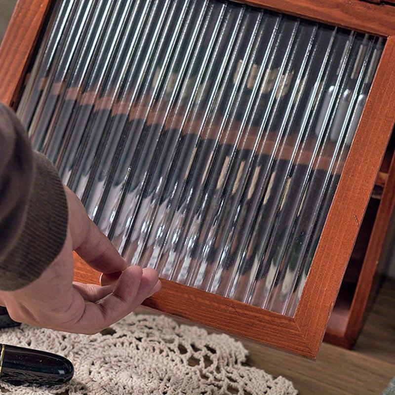 1 шт. двухслойный деревянный шкаф для хранения косметики и продуктов питания с прозрачной стеклянной откидной крышкой, ретро-стойка для стола в спальне и кухне.