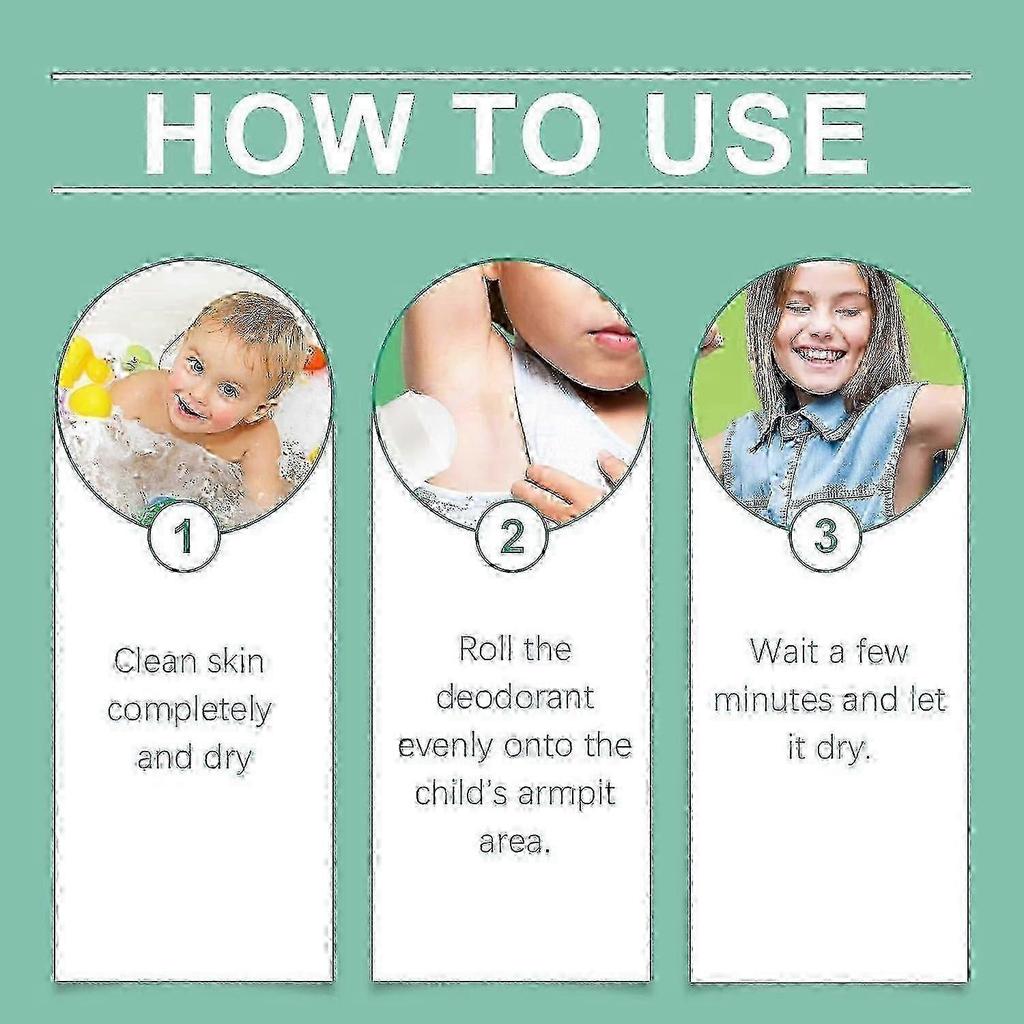 1-3Pcs Natural Deodorant for Kids & Teens, Hypoallergenic Roll-On Deodorant, Body Odor Protection