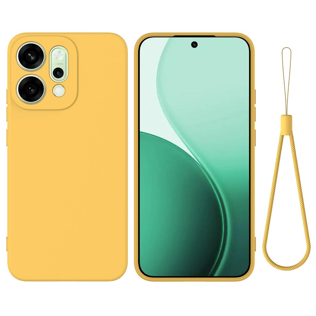 For Oppo Reno14 5G (China)/Oppo Reno14 5G (Global) Liquid Silicone Case Phone Back Cover with Hand Strap