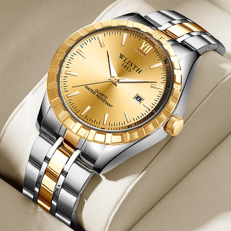 Top Brand Calendar Couple Watch Waterproof Steel Band Student Watch