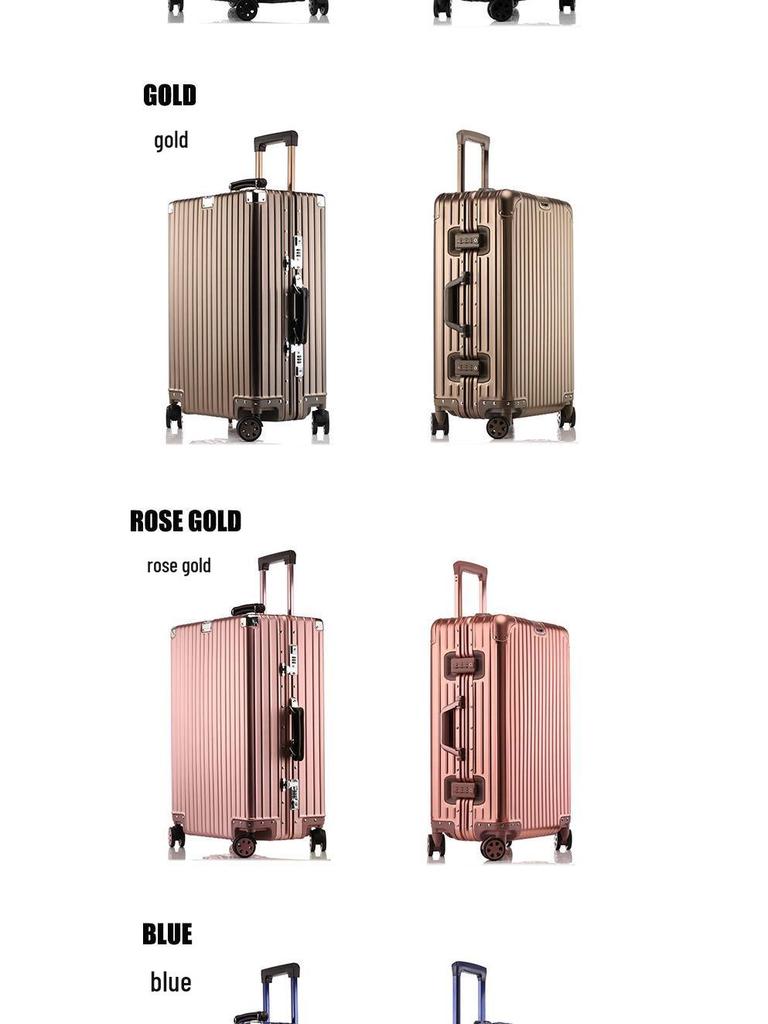 Aluminum-Magnesium Vintage Luggage with Universal Wheels - 20" Carry-On & 24" High-End Case for Women