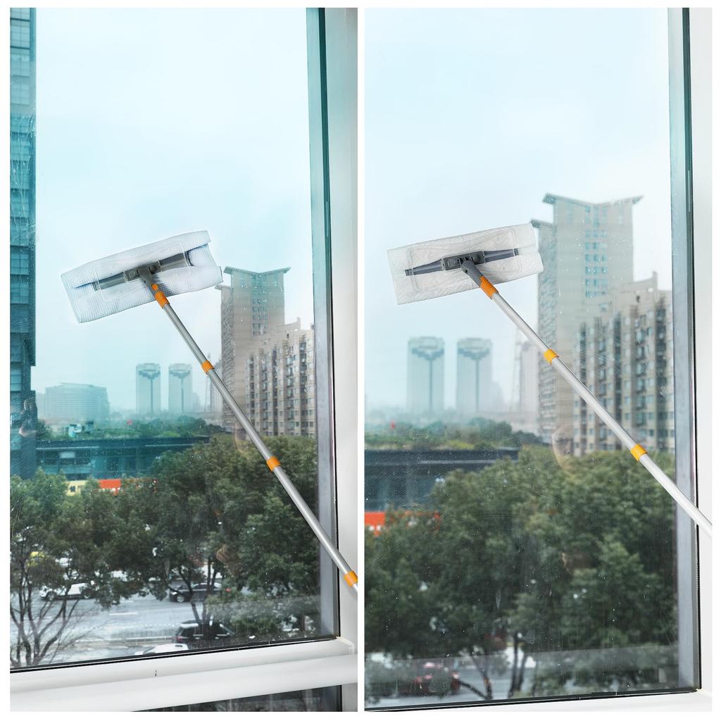 CLEANHOME Швабра для пола с регулируемой длиной, подходит для и уборки, включает 10 сухих салфеток, 4-секционную ручку, (40см-120см), Балконы,