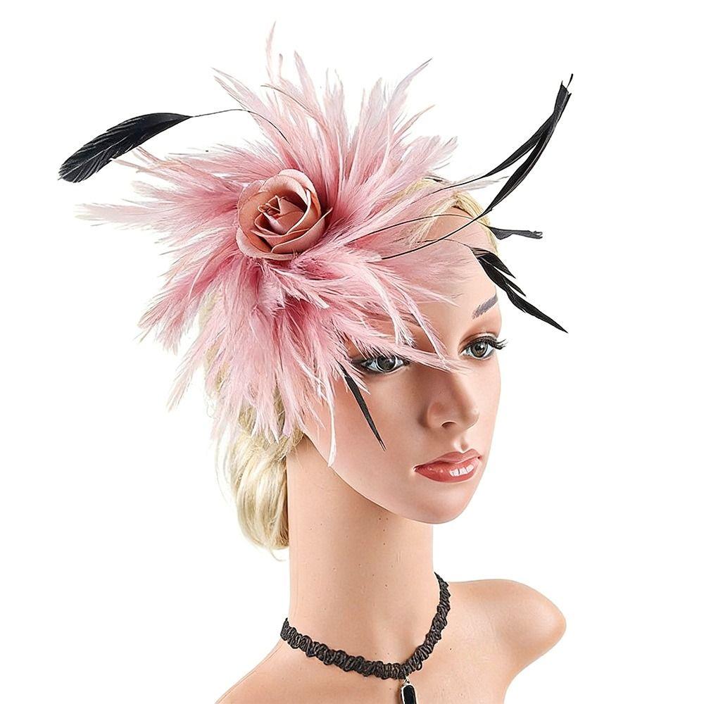 Двухцелевой головной убор с перьями, разноцветные женские fascinators, ретро цветочные головные украшения, свадебные
